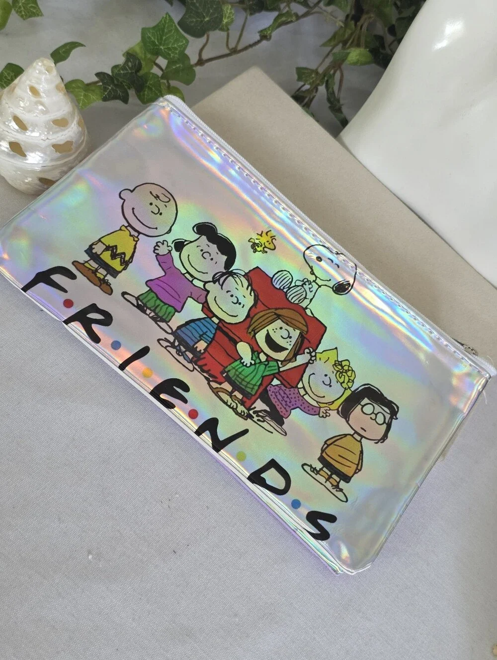 Peanuts Snoopy Holographic Cosmetic Bag Pencil Case Zipper Pouch Set